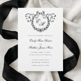 Elegante Franse monogramkrans bruiloft Kaart