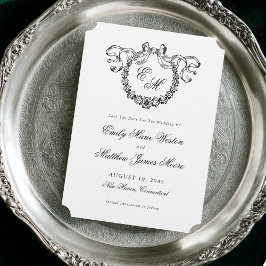 Elegante Franse monogramkrans bruiloft Save The Date