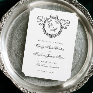 Elegante Franse monogramkrans bruiloft Save The Date