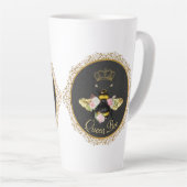 Elegante Franse Queen Bee Pink Roses Grijs Goud Latte Mok (Rechterhoek)