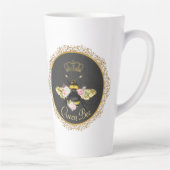 Elegante Franse Queen Bee Pink Roses Grijs Goud Latte Mok (Rechts)