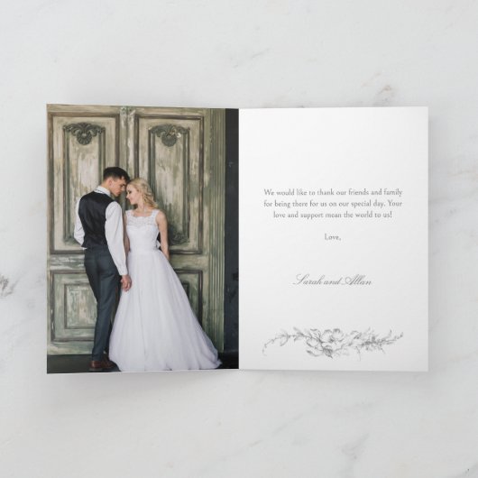 Elegante Franse Rococo bloem Bedankkaart (Binnen)