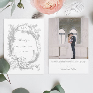 Elegante Franse rococo floraal Bedankkaart