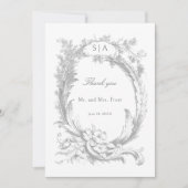 Elegante Franse rococo floraal Bedankkaart (Voorkant)