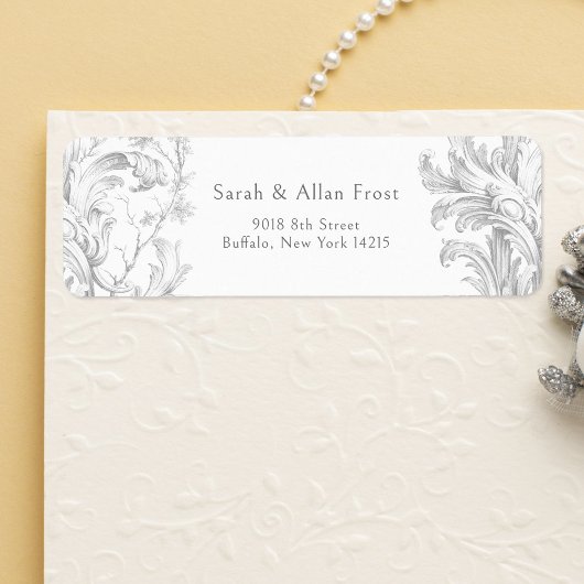 Elegante Franse rococo floraal Etiket