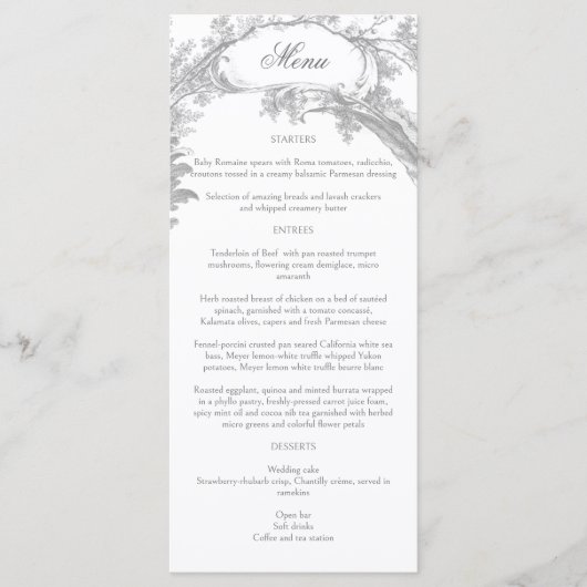 Elegante Franse rococo floraal Menu (Voorkant)