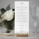 Elegante Franse rococo floraal Menu<br><div class="desc">Deze klassieke suite van historische decoratieve design is geïnspireerd op de 18e-eeuwse etsen van de Franse hofschilder Alexis Peyrotte,  met lichtgrijs op witte acanthusbladeren,   rollen,  bloemen en bomen. Bevat bewerkbare tekstvelden voor uw menuopties.</div>