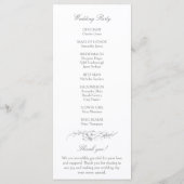 Elegante Franse rococo floraal Programmakaart (Achterkant)