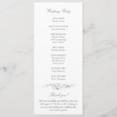 Elegante Franse rococo floraal Programmakaart (Achterkant)