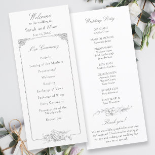 Elegante Franse rococo floraal Programmakaart