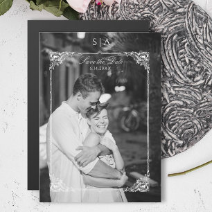 Elegante Franse Rococo Foto Opslaan van de Datum Magnetische Uitnodiging