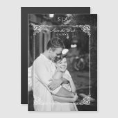 Elegante Franse Rococo Foto Opslaan van de Datum Magnetische Uitnodiging (Voorkant / Achterkant)