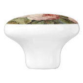 Elegante Franse  Roos Bloemen Roze Decoupage Keramische Knop (Zijkant)