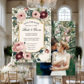 Elegante Franse roze en gouden bloemen Victoriaans Save The Date