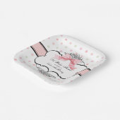 Elegante Franse roze lint boog baby meisje Papieren Bordje (Gebogen)