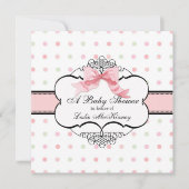 Elegante Franse Roze Lint Bow Dot Swirl Kaart (Voorkant)