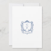 Elegante Franse Rozen Blauwe Monogram Wapen Huweli Save The Date (Achterkant)