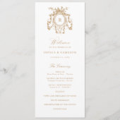 Elegante Franse Rozen Crest  Gouden Bruiloft Programmakaart