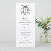 Elegante Franse Rozen Crest Kraft Papier Bruiloft Programmakaart (Staand voorkant)