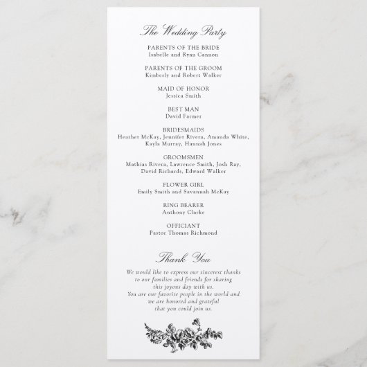 Elegante Franse Rozen Crest Kraft Papier Bruiloft Programmakaart (Achterkant)