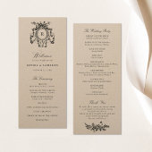 Elegante Franse Rozen Crest Kraft Papier Bruiloft Programmakaart
