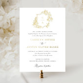 Elegante Franse Rozen Floral Monogram Crest Bruilo Folie Uitnodiging