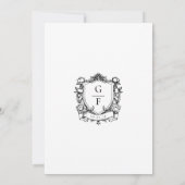 Elegante Franse Rozen Floral Monogram Crest Bruilo Save The Date (Achterkant)