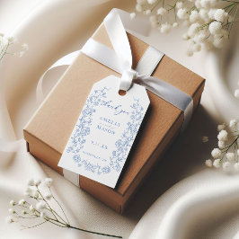 Elegante Franse stoffige blauwe vintage bruiloft Cadeaulabel