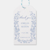 Elegante Franse stoffige blauwe vintage bruiloft Cadeaulabel (Achterkant)