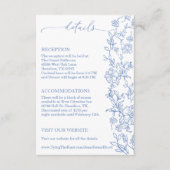Elegante Franse stoffige blauwe vintage bruiloft Informatiekaartje (Voorkant)