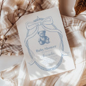 Elegante Franse teddybeer babyshower Kaart