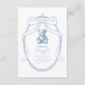 Elegante Franse teddybeer Diapper Raffle Informatiekaartje (Voorkant)
