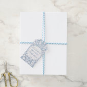 Elegante Franse toile blauwe baby shower favor Cadeaulabel (Met Touw)