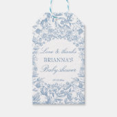 Elegante Franse toile blauwe babyshower favor Cadeaulabel (Voorkant)