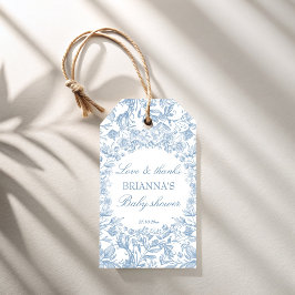 Elegante Franse toile blauwe babyshower favor Cadeaulabel
