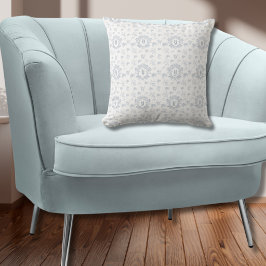 Elegante Franse Toile Blauwe Witte Monogram Naam Kussen