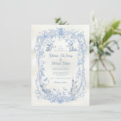 Elegante Franse Toile Bloemen cupido engel bruilof Kaart (Staand voorkant)