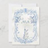 Elegante Franse Toile Bloemen cupido engel bruilof Kaart (Achterkant)