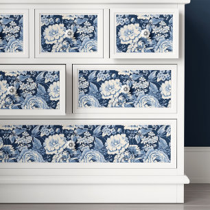 Elegante Franse Toile de Jouy Blauwe Bloemen Decou Tissuepapier