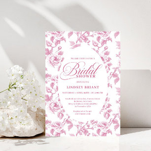 Elegante Franse Toile Rozen Roze Bruiloft Kaart