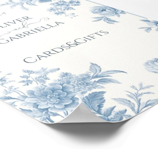 Elegante Franse toilet Bloemen Trouwkaarten & gesc Poster (Hoek)