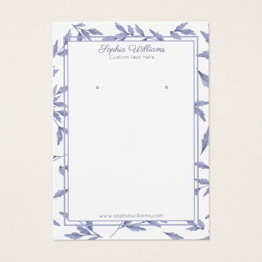 Elegante Franse toiletblauwe oorbel display kaart (Voorkant)