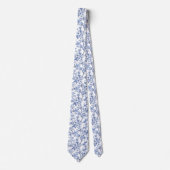 Elegante Franse vintage blauwe bloem Stropdas (Voorkant)