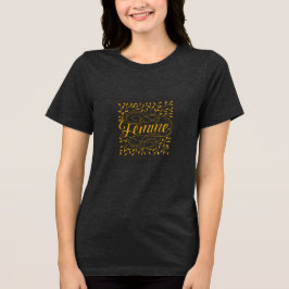 Elegante Franse vrouw kalligrafie botanische goud  Tri-Blend Shirt