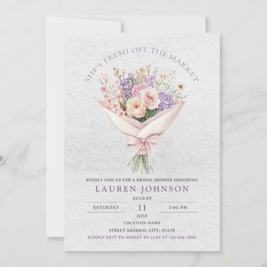 Elegante Fresh Off the Market Bloemenbruid Kaart (Voorkant)