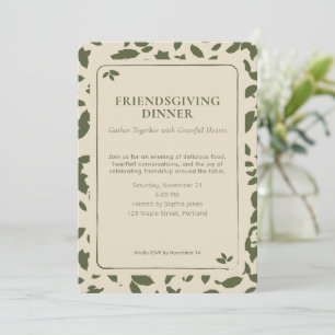 Elegante Friendsgiving-dinerfeest met vallende bla Kaart