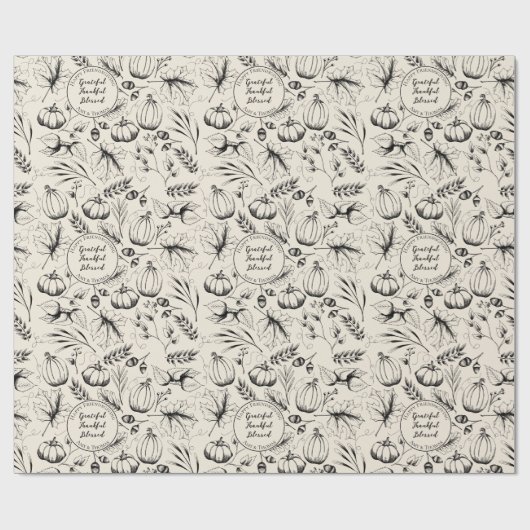 Elegante Friendsgiving Herfst Oogst Pompoenen Cust Cadeaupapier (Vlak)