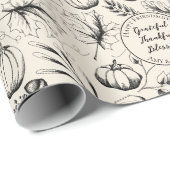 Elegante Friendsgiving Herfst Oogst Pompoenen Cust Cadeaupapier (Rol Hoek)