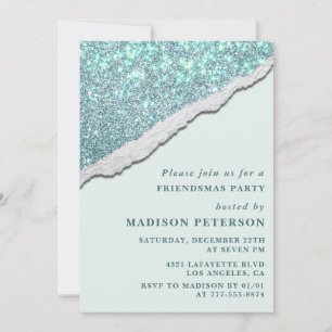 Elegante Friendsmas-uitnodigingen Glam Glitter Kaart
