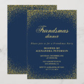 Elegante Friendsmas uitnodigingen Goud Glitter Gla (Voorkant / Achterkant)